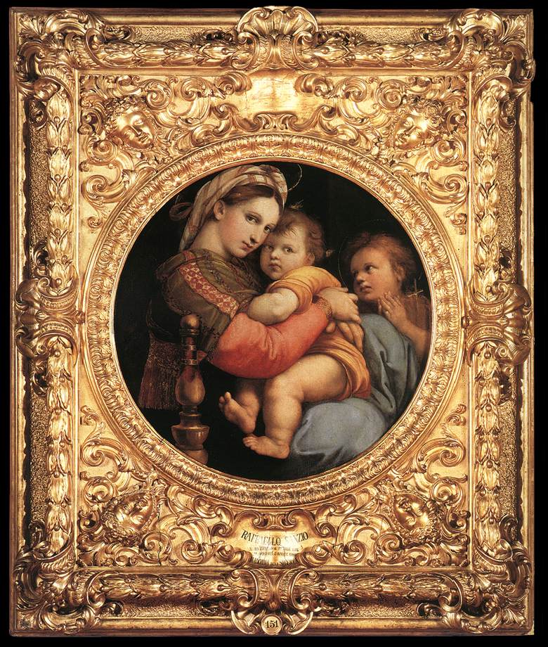 madonna_della_sedia Мадонна в кресле 1513 галерея Палатио, Флоренция. масло. доска.jpg