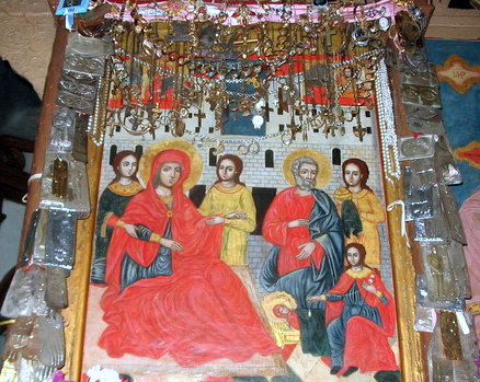 Икона Рождества Богородицы с привесами в иконостасе